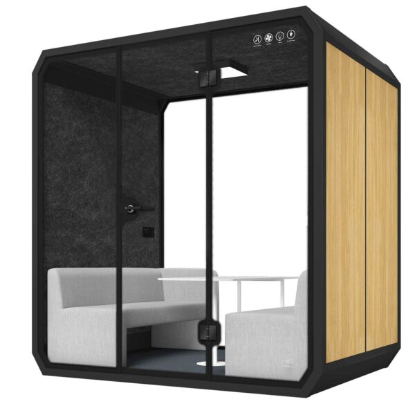 Modern Silent Cabin Meeting booth 4 Person L-b-wood grain