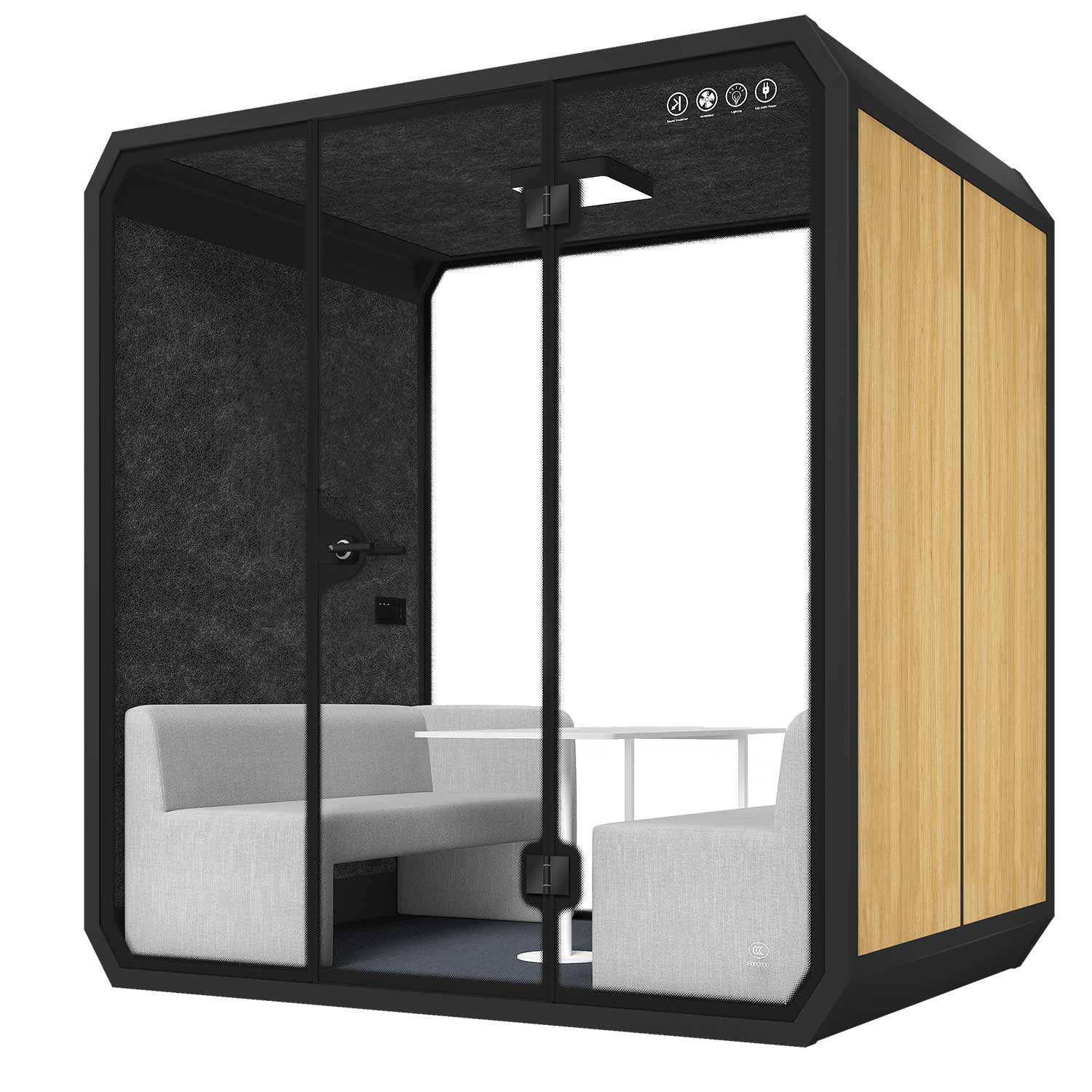 Modern Silent Cabin Meeting booth 4 Person L-b-wood grain