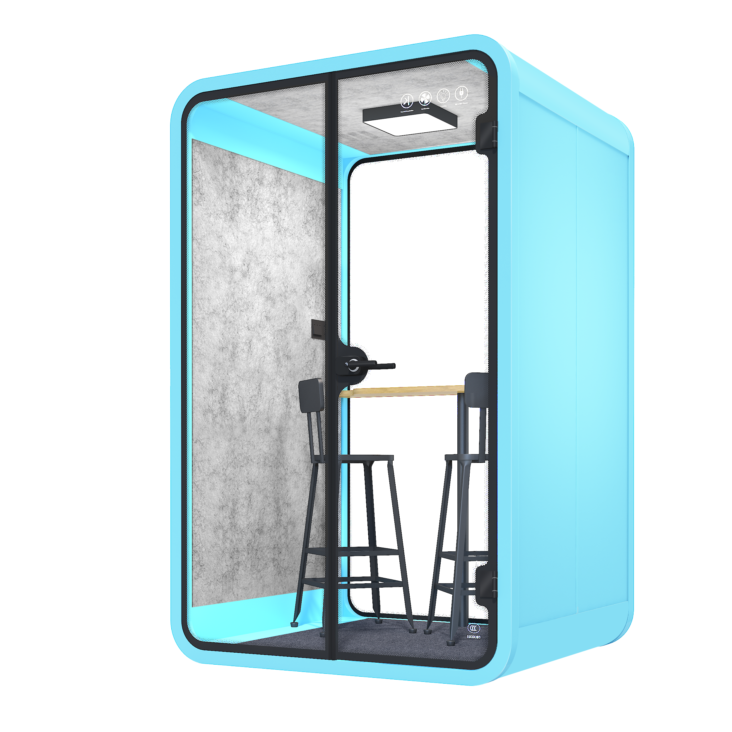 Dynami Movable Soundproof Booth 2 Persons M-a-bright blue