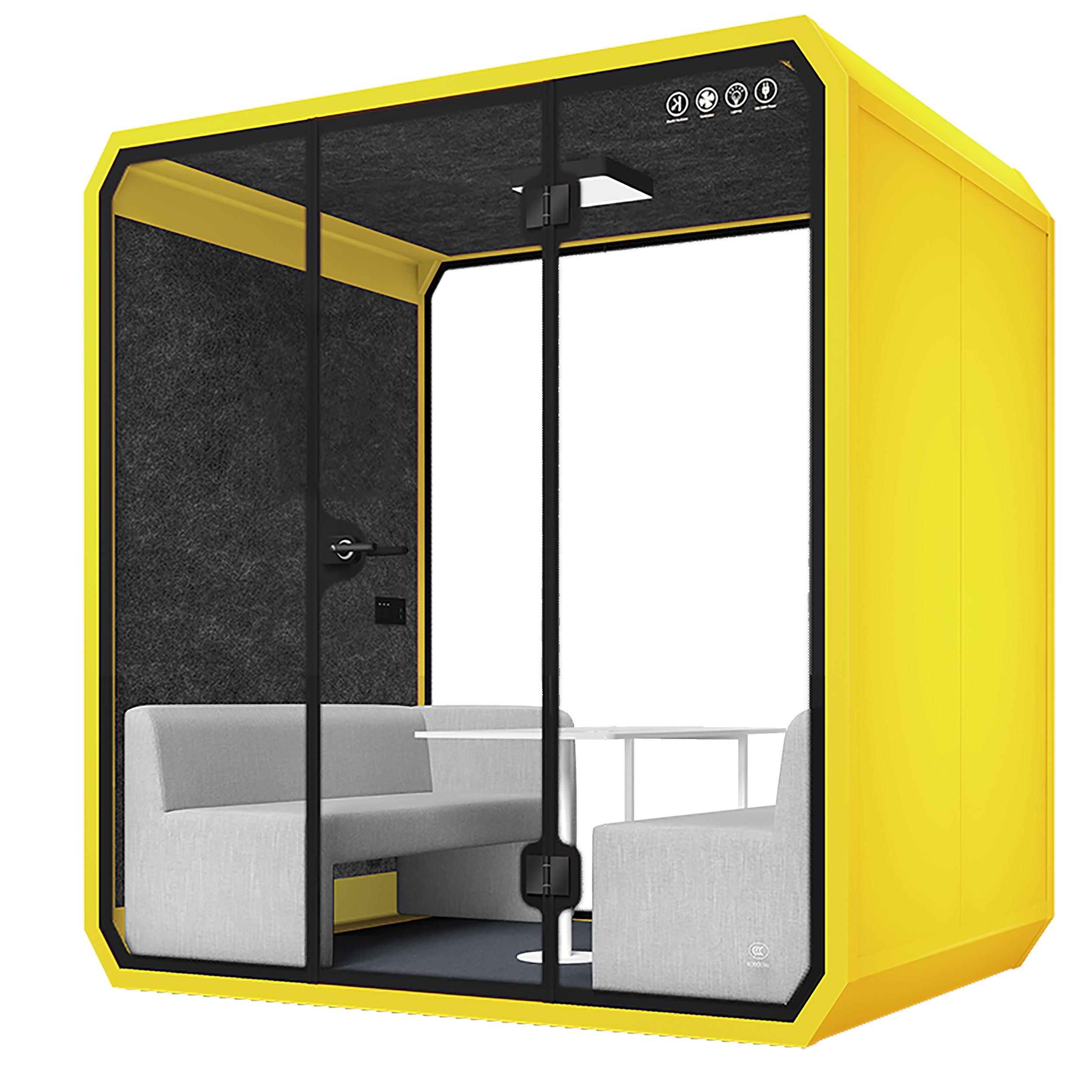 Dynami Silent Meeting Booths 4 Person L-b-lemon yellow