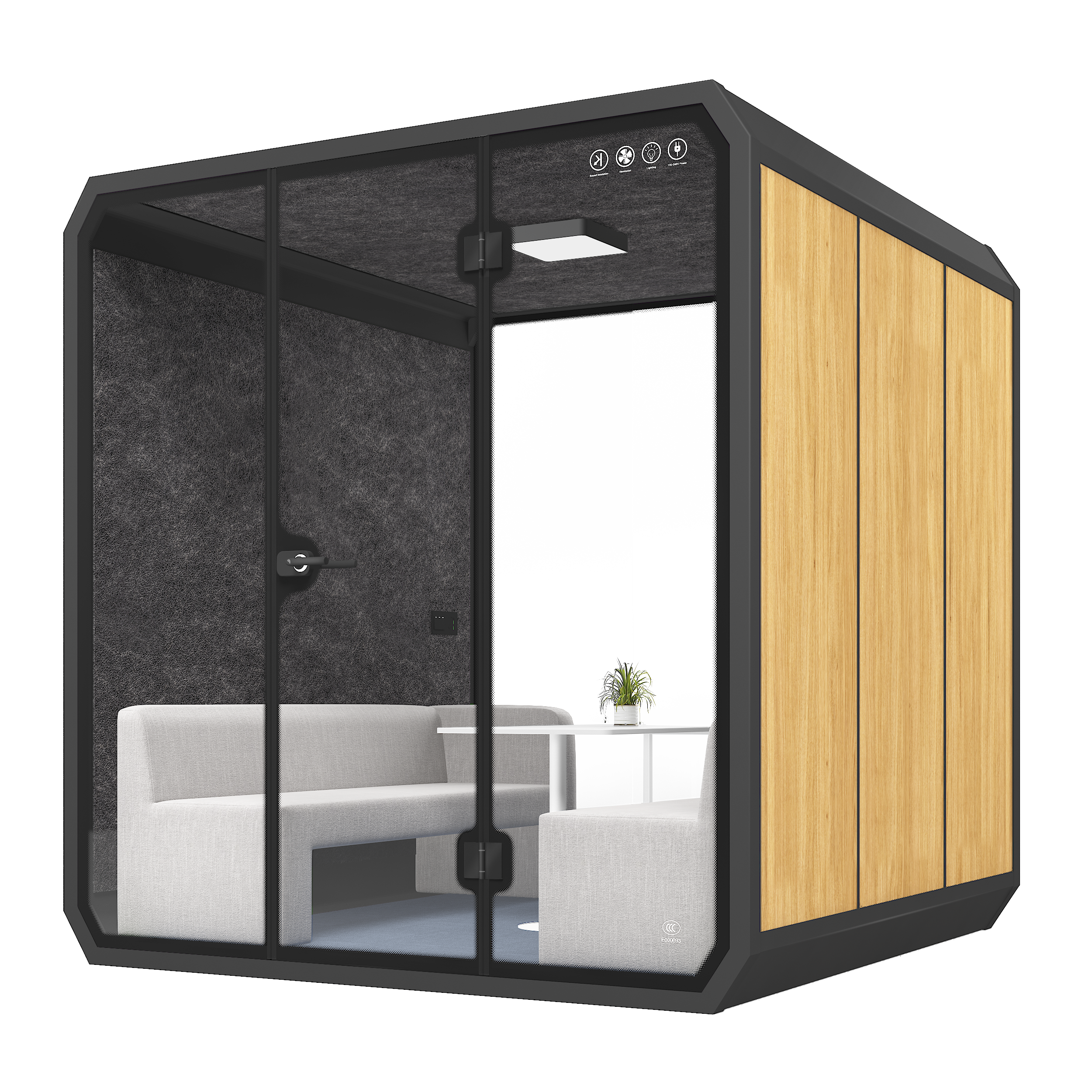 Modern Meeting Booths 6 Person XL-b-wood grain