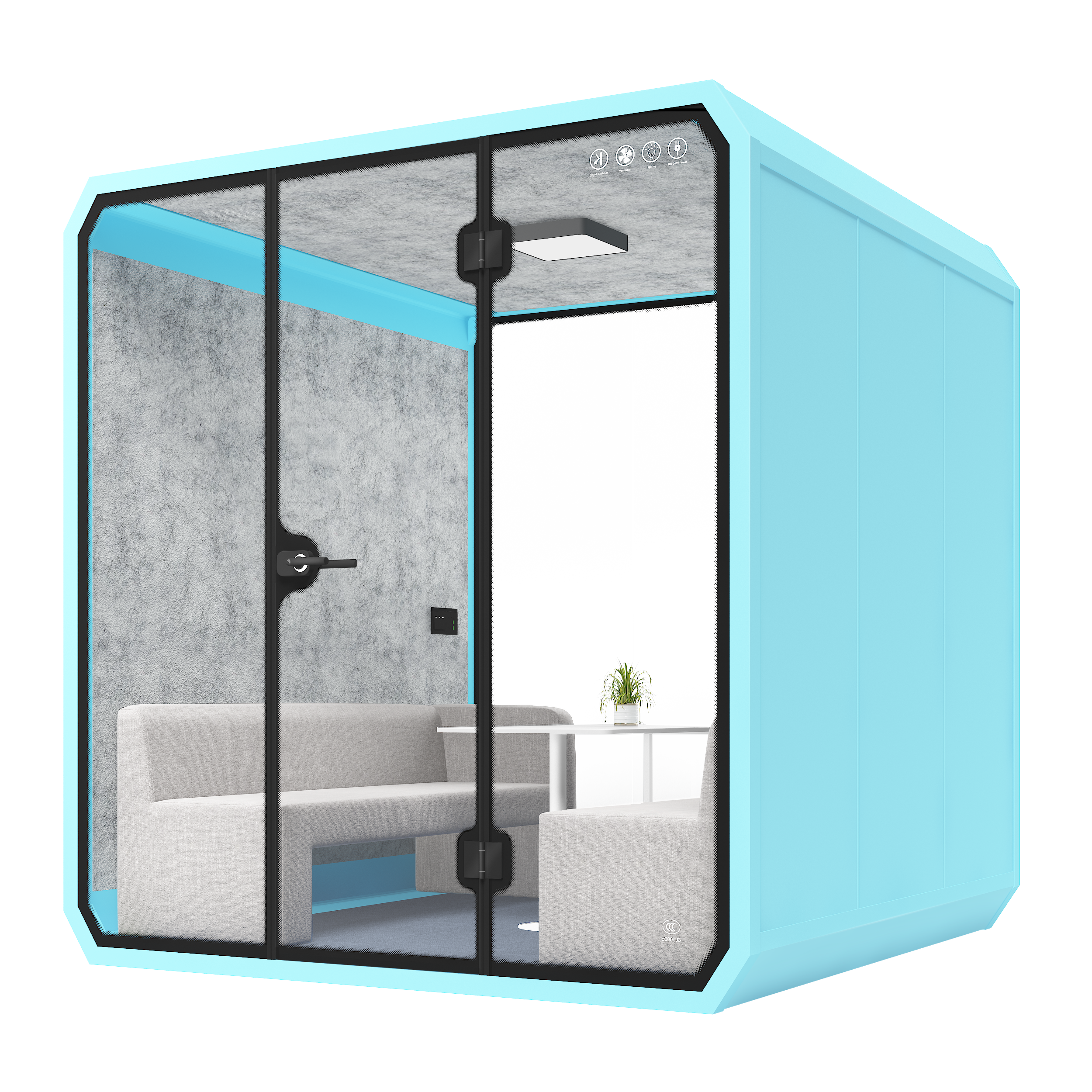 Modern Meeting Office booth soundproof cabin Multi Person XL-b-bright blue