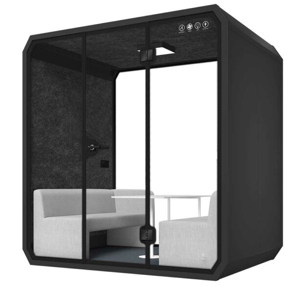 Modern Silent Cabin Meeting booth 4 Person L-b-dark gray