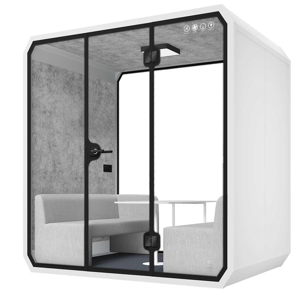 Modern Silent Cabin Meeting booth 4 Person L-b-raw white