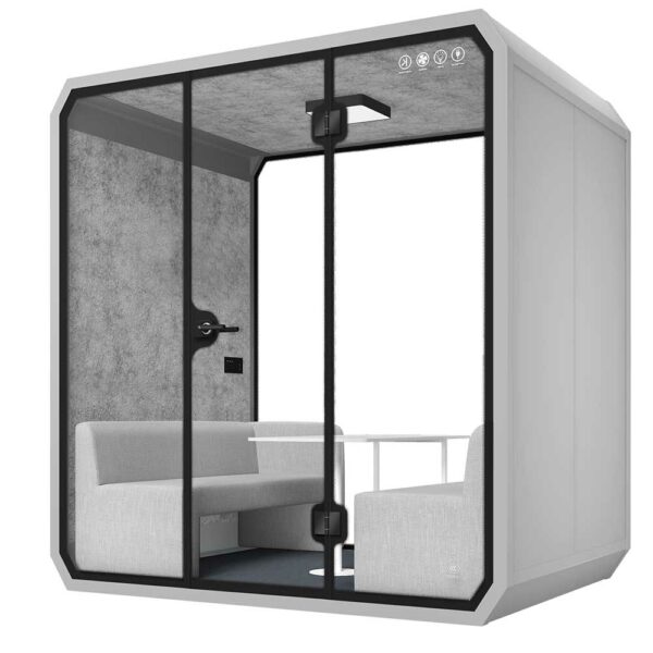 Modern Silent Cabin Meeting booth 4 Person L-b-silver gray