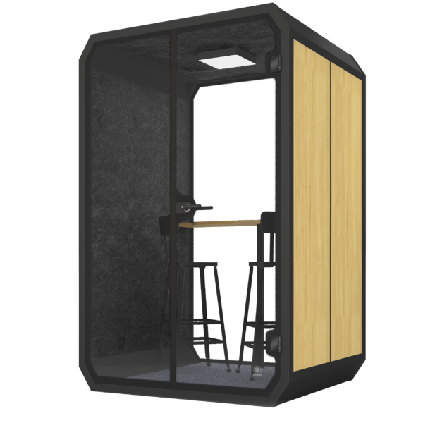 Modern Soundproof Booth 2 Person M size wood grain