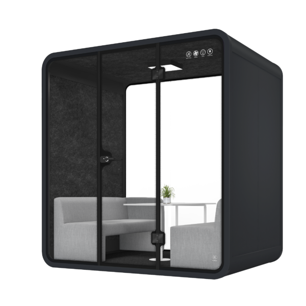 Office Pod Meeting Cabin 4 Person L-a-dark gray