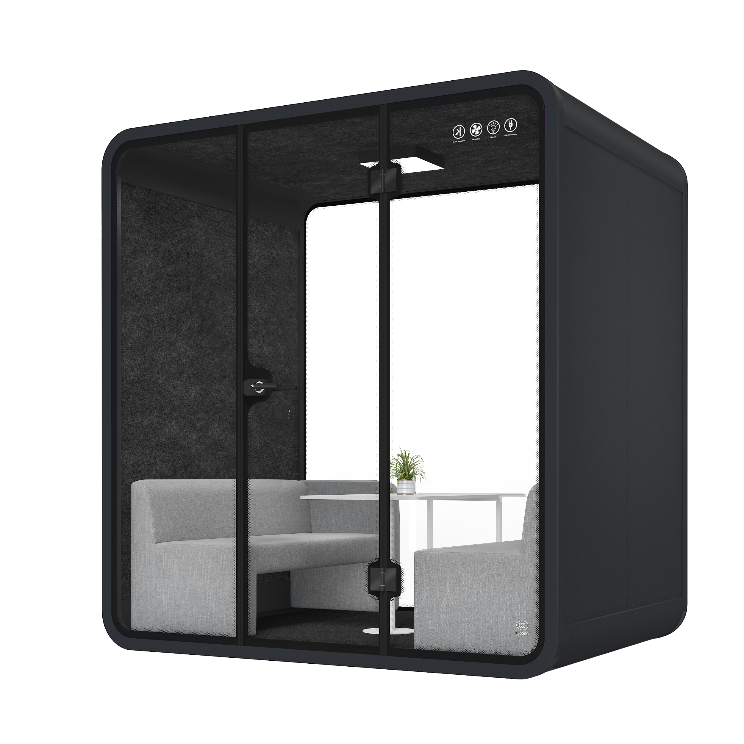 Office Pod Meeting Cabin 4 Person L-a-dark gray