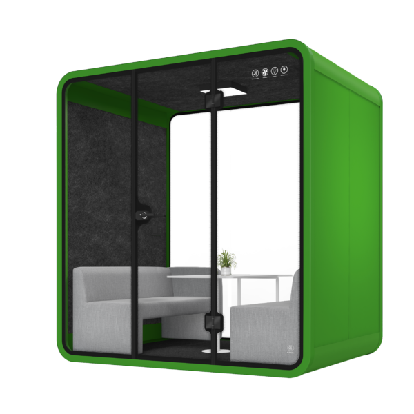 Quite Cube Silent Cubicle 4 Seating L-a-grass green