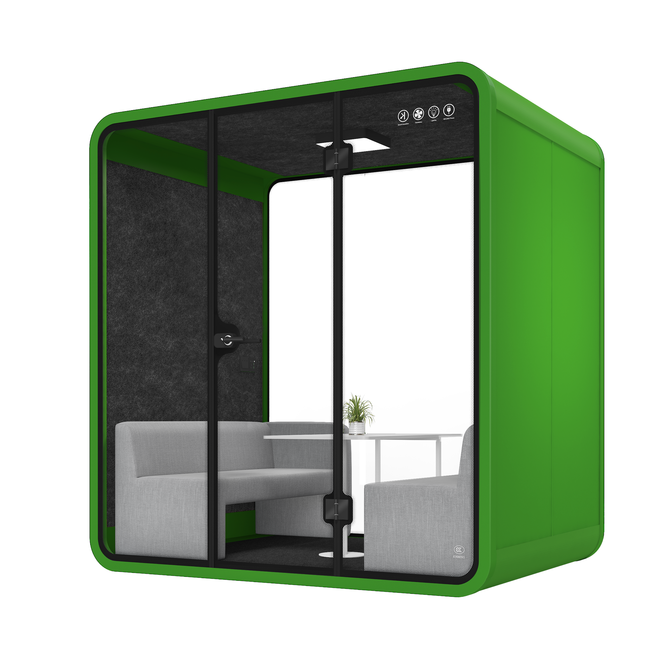 Quite Cube Silent Cubicle 4 Seating L-a-grass green