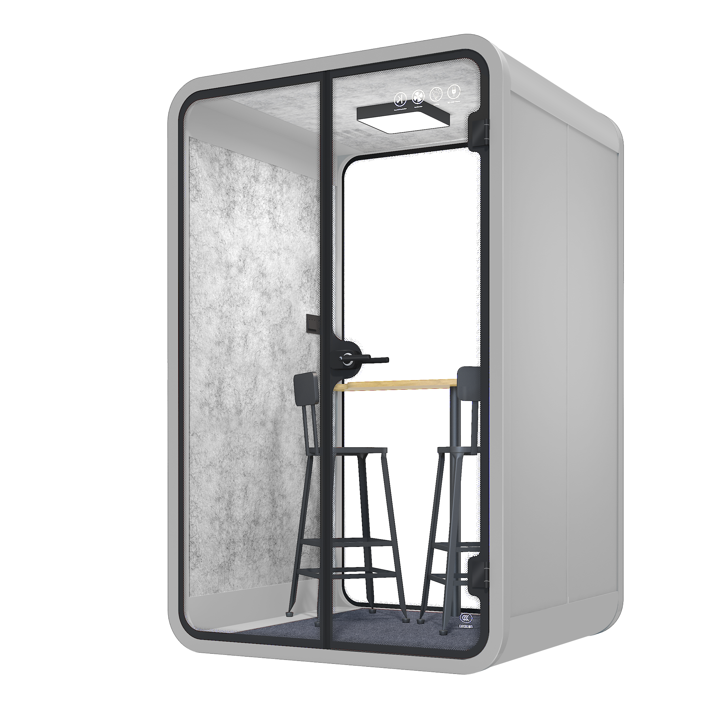 Silent Pod Office Meeting Cabin 2 Seating M-a-silver gray